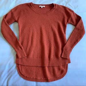 Madewell Rust Waffle Knit High Low Sweater